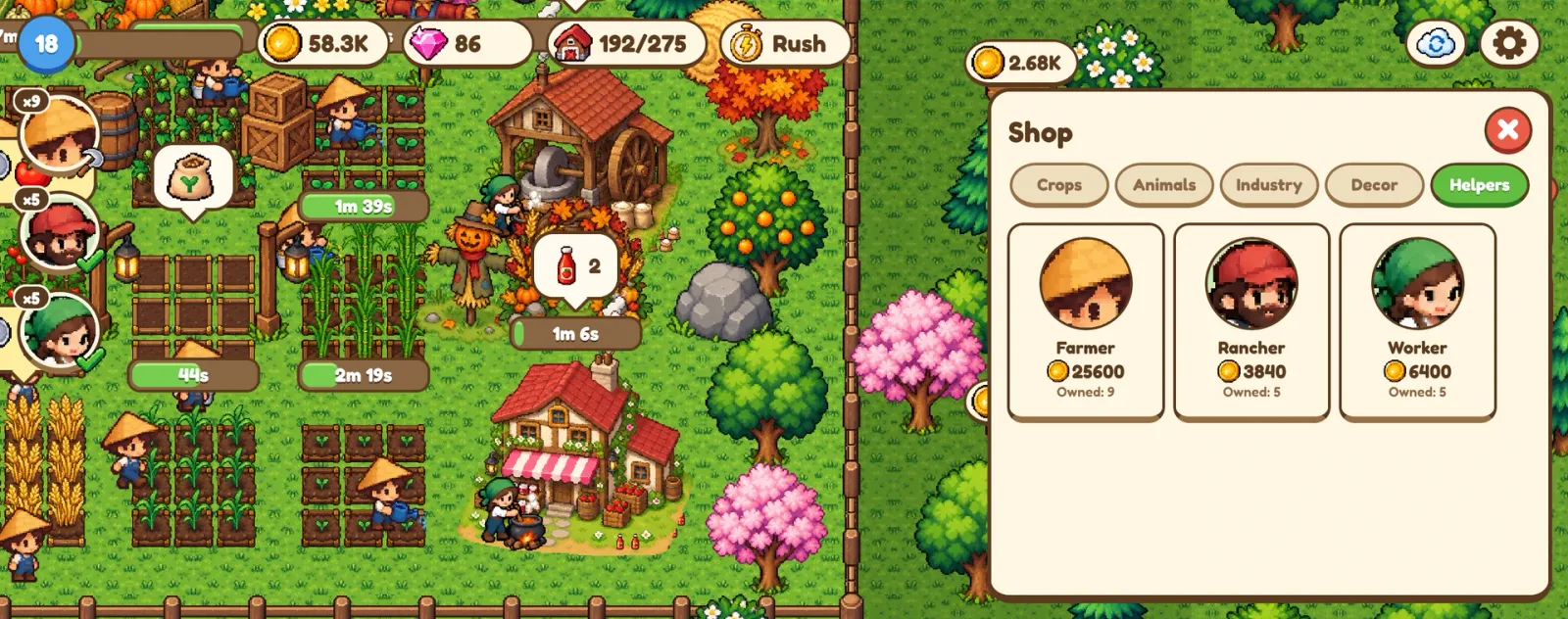 Hire helpers to run the farm